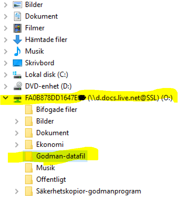 onedrive mappen syns i utforskaren