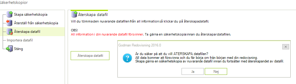 återskapa datafil i godmanprogrammet