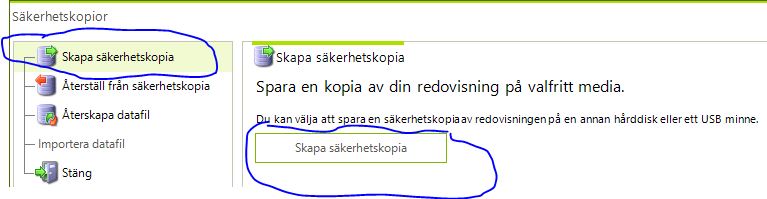 skapa ny säkerhetskopia