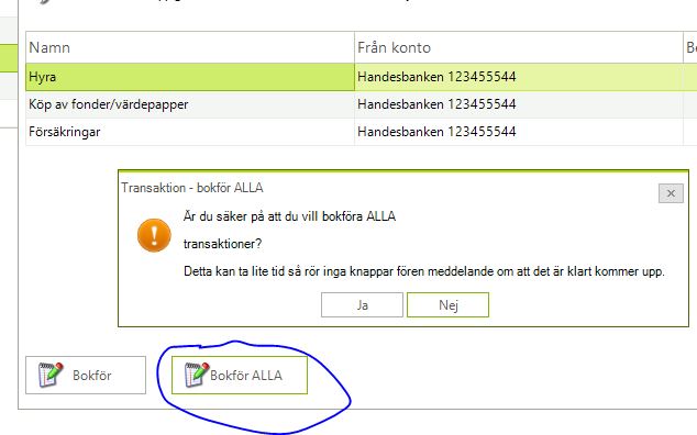 bokför alla i ett svep