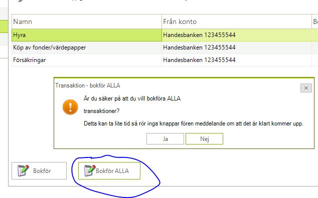 bokför alla i ett svep