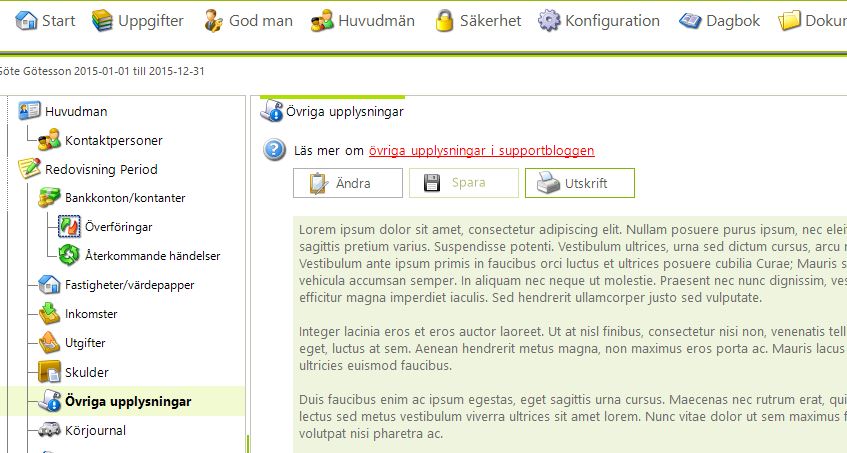 övriga upplysningar