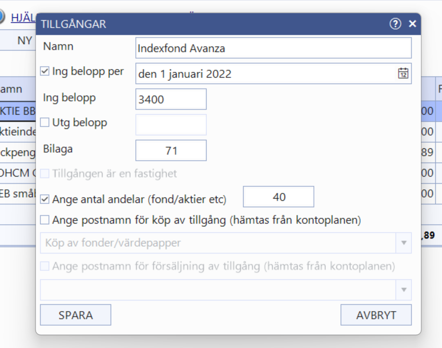 dialog tillgang