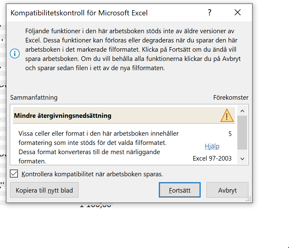 kompabilitet excel