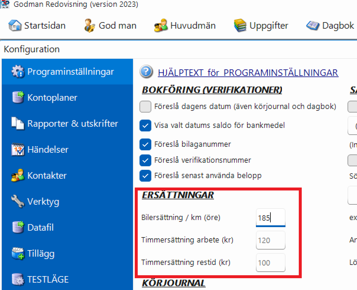 konfiguration ersattningar