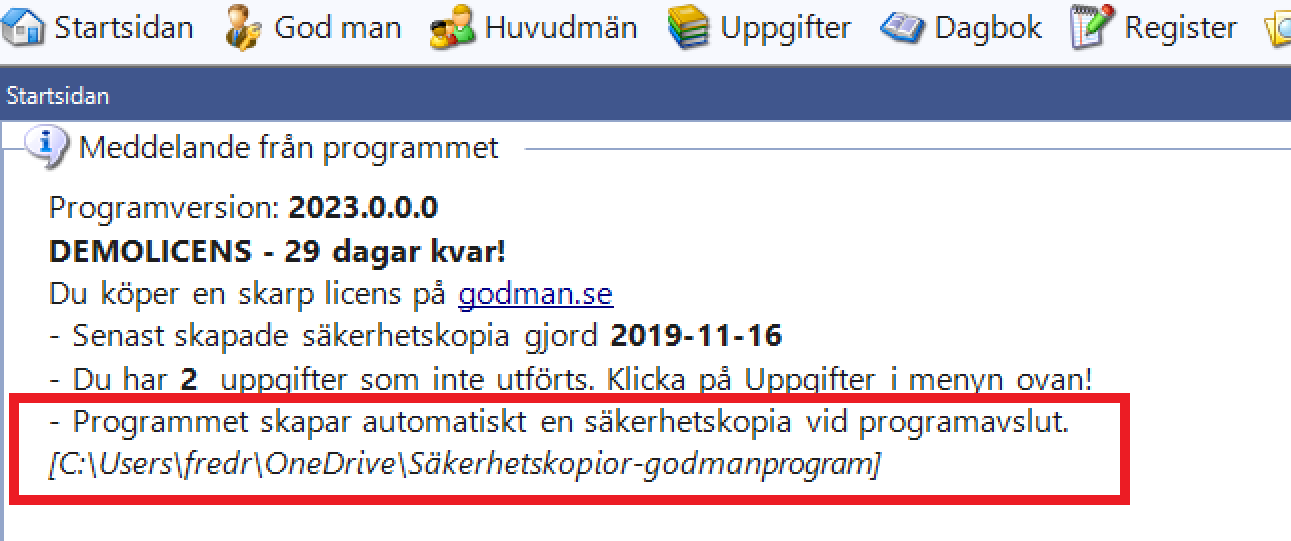 sakerhetskopia info startsidan